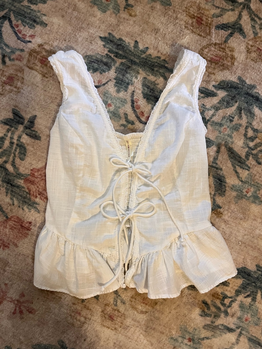 Moon child white tie front blouse top